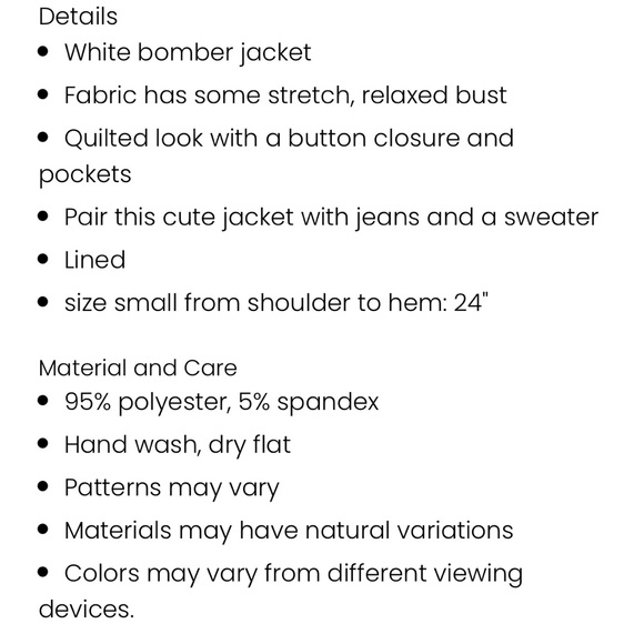 Perfect Storm White Bomber Jacket Pink Lily - Picture 4 of 4